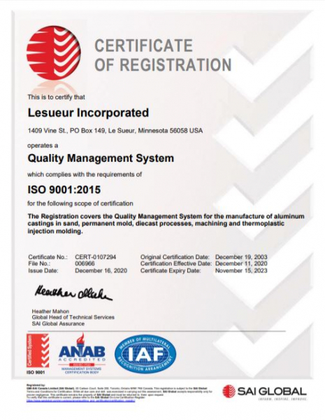 ISO Certificate of Registration